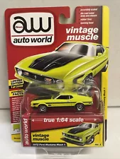 AUTO WORLD VINTAGE MUSCLE 1972 FORD MUSTANG MACH 1 No. 4 Bright LIME 1/64 SCALE