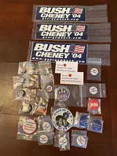 26 PIECES POLITICAL CAMPAIGN ADVERTISING MEMORABILIA