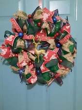 Handmade rustic christmas deco mesh wreath