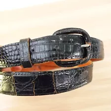 Croc Leather Belt 36 Black Exotic Crocodile Animal Classic Distressed Handmade