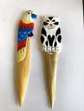 Vintage Cat and Parrot Letter Openers