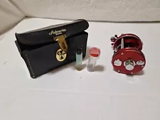 Vintage Red Abu Garcia Ambassadeur 6000 Fishing Reel Leather Case & Accessories