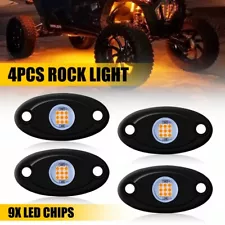 4 Pods LED Rock Lights Underbody Light for Jeep Off-Road Truck ATV UTV 4WD Amber