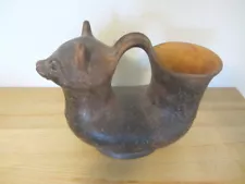 Bridge-handled Vessel in the form of a Cat Pre-Columbian Pottery Reproduction