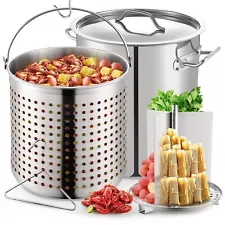 Commercial 32-100QT Stainless Steel Seafood Crab Boil Pot Stock Pot