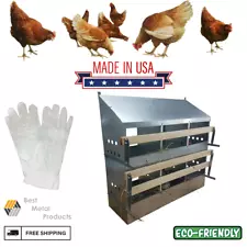 6 Hole Heavy Duty 23ga Galvanized Chicken Nesting Laying Roost Box 0300112