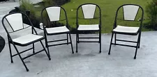 Durham Metal Folding Chairs 4 Mid Century Modern Vinyl Seats Art Deco Durable