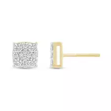 10K YELLOW GOLD .75 CARAT 7 MM 100% GENUINE DIAMONDS MENS/WOMENS EARRING STUDS