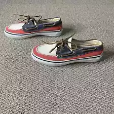 Sperry America's Cup Top Sider Boat Shoe Mens 7.5M Red White Blue 0687079 Preppy