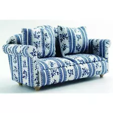 12th Scale Blue Patterned Sofa for Dolls Houses DF890