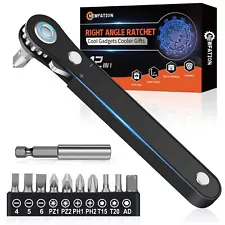 Ratcheting Screwdriver Right Angle Tight Spaces 12-in-1 Gifts for Men