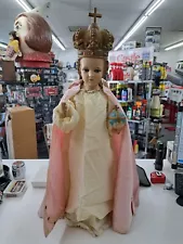 Vintage Multicolored Jesus Statue Infant Of Prague 23" Tall With 766 1/2 Marking