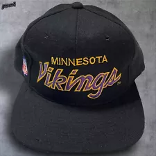 VINTAGE Minnesota Vikings Hat Sports Specialties Black Dome Double Line Script