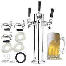 Tower Draft Beer 3 Tap Triple Faucet Beer Dispenser Stainless Steel Homebrew Bar