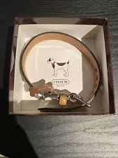 Coach Dog Pet Collar Signature Leather Khaki Size Small /New