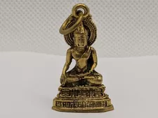 Thai Buddhist Amulet Phra Kring Talisman Charm Pendant Mini Brass Statue 1.3"