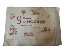 Vtg 9 Nine Paintings of Horses by Wesley Dennis 16"x 13"