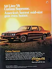 1983 Oldsmobile Cutlass Supreme 5.0 Liter Vintage Original Print Ad 8.5 x 11"