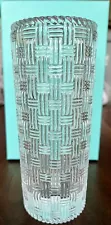 Tiffany & Co Woven Cylinder Basketweave Crystal Vase Made In Germany New In Box