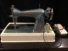 Morse Deluxe 200 All Metal Sewing Machine- Light Blue with Case with acessories