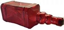 Large Red Glass Wine Bottle with Cork XLg 15” Tall Wine Ornate