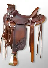 Western Leather wade Roping Ranch hand carved Horse Saddle 10" -18" free ship