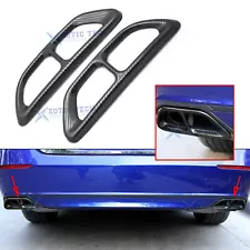 2x Carbon Fiber Pattern Rear Bumper Exhaust Pipe Cover Trim For Accord 10th Gen