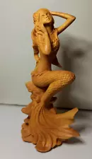 Carved Mermaid Wooden Figure Decoration Statue Sculpture