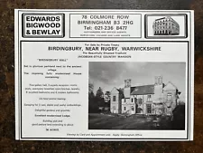 Birdingbury Hall nr Rugby - Warwickshire For Sale - 1976 Press Cutting r399