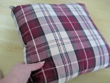 Burgundy Red Beige PLAID Throw PILLOW Bed Couch Lodge Farmhouse HOMESPUN a