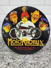 VINTAGE MOTO RHONY X PORCELAIN SIGN ANTIQUE MOTORCYCLE BIKE SALES REPAIR SERVICE