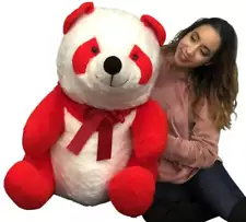 Valentines Day Gift Red White Giant Stuffed Panda 34 Inch Jumbo Soft Plush Bear