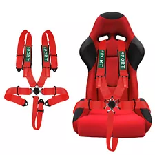 5-Point Safety Seat Belt Cam-Lock ATV GO Kart Racing Harness Shoulder Pad Red