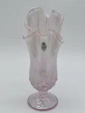 Fenton Pink Opal Lily of the Valley Iridescent Handkerchief Vase