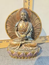 BUDDHA STATUE 6" Meditating Bronze Resin Buddhist - 2004