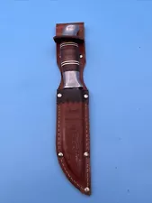 Vtg Carry Lite Norway Hand Forged Hunting Knife & Sheath *As Is* Chipped Blade