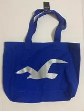 NWT Hollister Co. Cotton Tote Book Bag Purse Shine Logo Blue