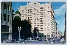 Portland Oregon Postcard Downtown Street View Building Classic Cars 1960 Vintage