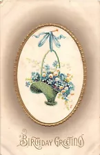 Gold Oval Framing Forget-Me-Nots & Lily of the Valley-1910 Birthday PC-Seri 5200