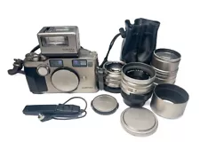 Contax G2 Titanium Rangefinder 35mm film kit with 3 lenses and flash.