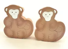 Monkey Storage Box Paper Mache Set Of Two New 2388