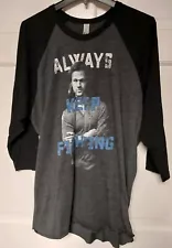 Supernatural Always Keep Fighting AKF 3/4 Sleeve Raglan Shirt Jared Padalecki XL