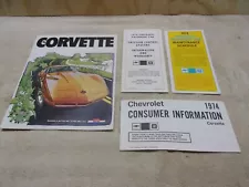 1974 CORVETTE COLORED SALES BROCHUE AND OTHER ORIGINAL DOCUMENTS