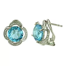 Swiss Blue Topaz 6.64 Ctw with White Topaz for Women 925 Sterling Silver Jewelry