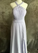 Mori Lee Madeline Garner Bridesmaid Prom Dress 8 Purple Chiffon Long Wedding