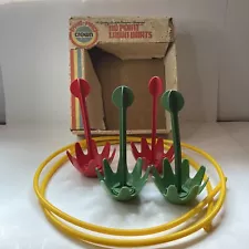 Vtg Crown Lawn Darts Set, 4 Darts, 2 Rings, Original Box