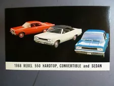 1968 AMC American Motors Rebel 550 Hardtop, Convertible & Sedan Postcard - RARE!