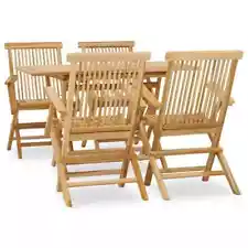 Patio Dining Set 5 Piece Garden Outdoor Furniture Set Solid Wood Teak vidaXL