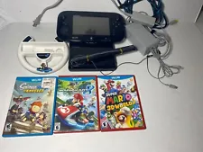 New ListingNintendo Wii U 32GB Black Deluxe Console & Gamepad w/ 3 Games TESTED
