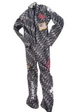 Descente youth kids jr size 12 padded Black White GS Ski Race Racing Speed Suit